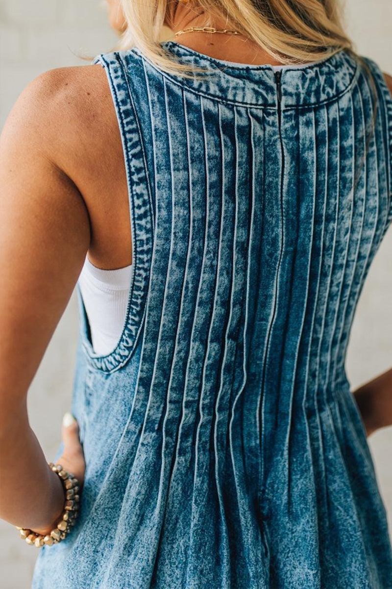 Ladies' Shoulder Strap Hollow Splicing Pleated Casual Jumpsuit - Seldom Seen Styles