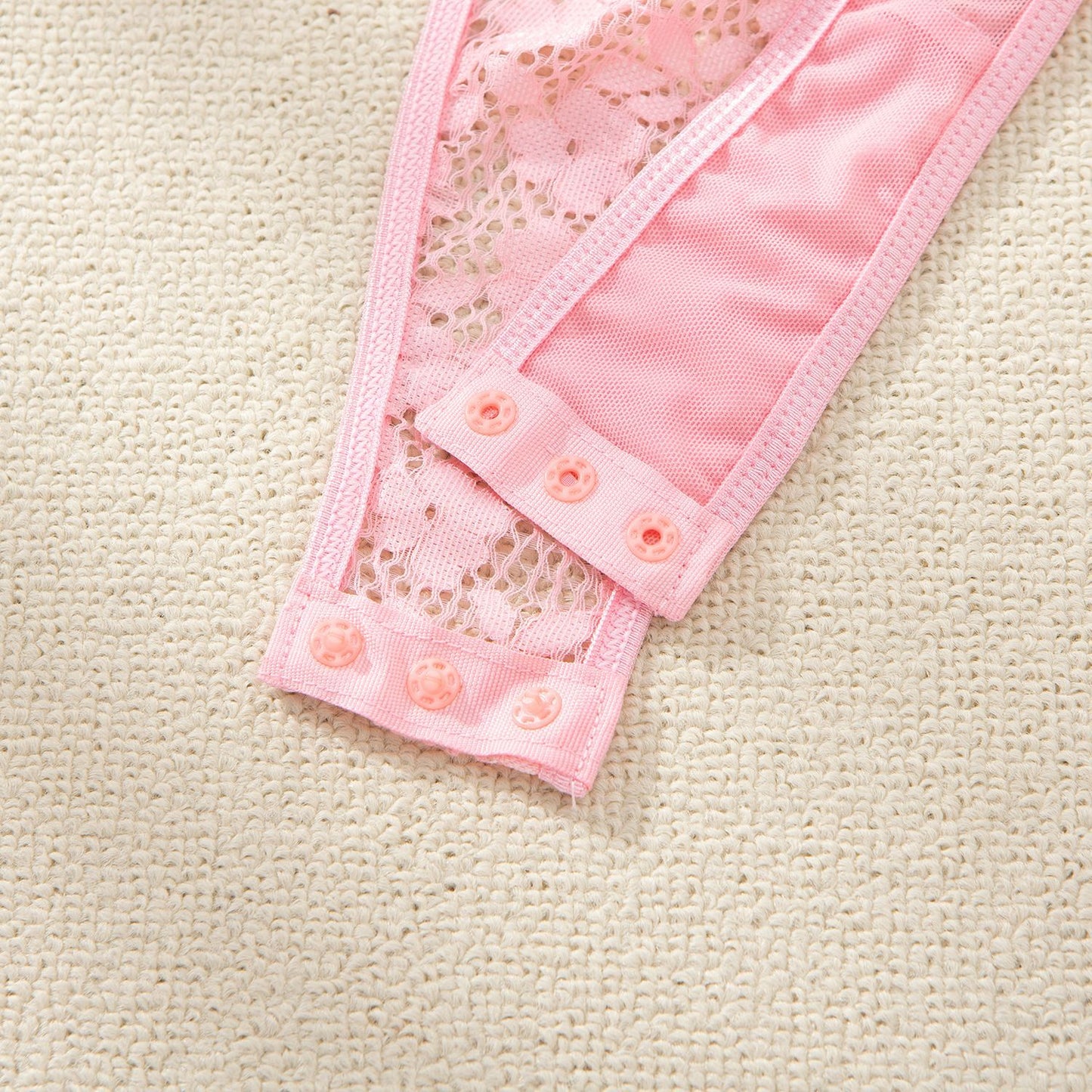 Women Sexy Lingerie Bodysuit Floral Lace Teddy Babydoll Snap Crotch Ruffle One Piece with Thigh Bands