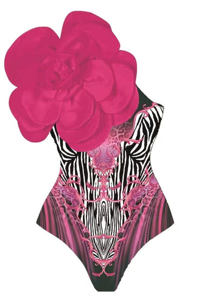 3D Flower One Piece Swimsuit & Skirt Set - Seldom Seen Styles