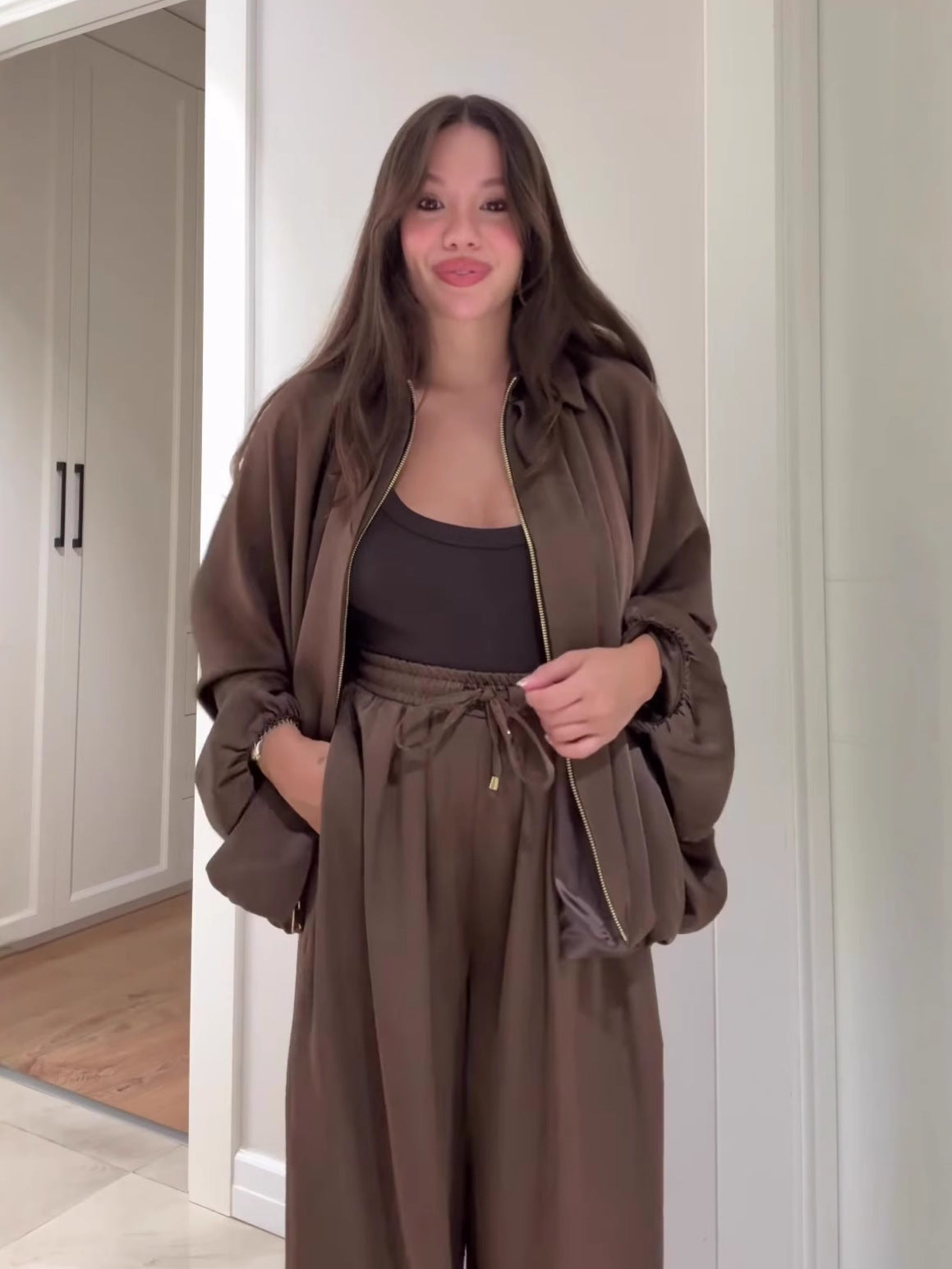 Womens Brown Suits – Designer Pant Suits for Women, Chocolate Brown Two Piece Set, Going Out Pant Set - Seldom Seen Styles