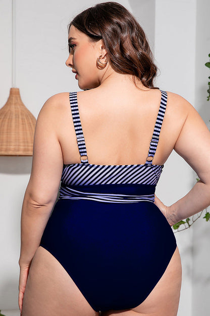 Striped Tie Waist One Piece Swimsuit - Seldom Seen Styles