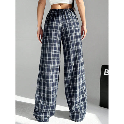Women's Letter Leopard Print Straight Leg Pants Elastic Waist Y2K Trousers Bottoms with Pockets - Seldom Seen Styles