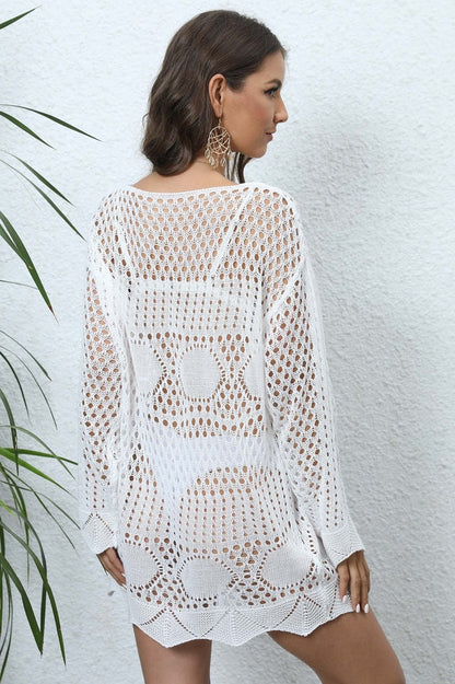 Long Sleeve Hollow Out Cover Up - Seldom Seen Styles