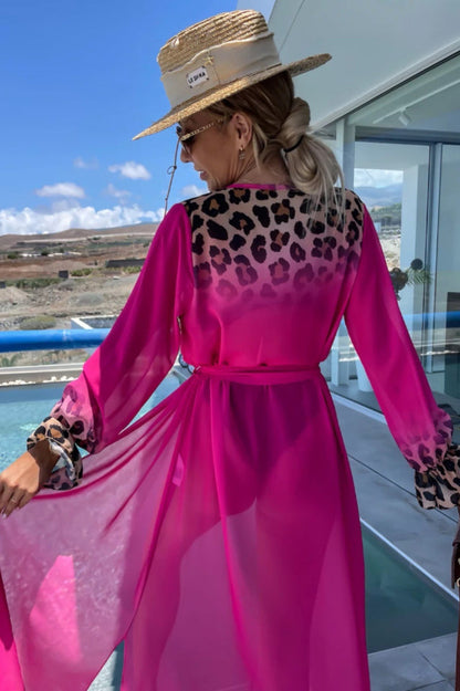 Leopard Print Tie Waist Kaftan - Seldom Seen Styles