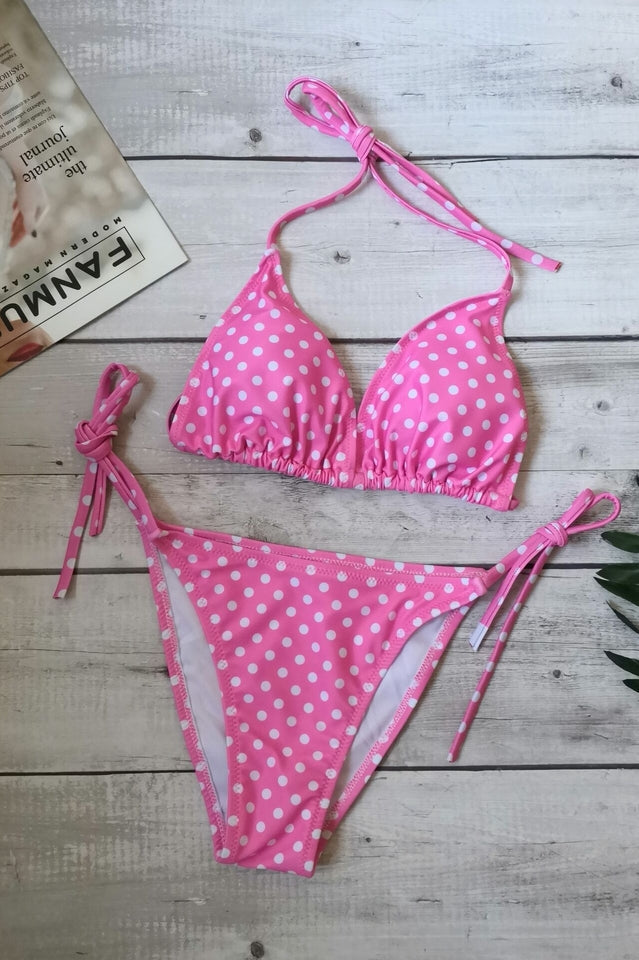 Polka Dot Print Push Up Brazilian Swimsuit - Seldom Seen Styles