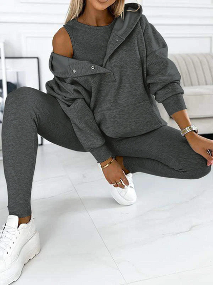 (S-5XL) Plus Size Casual and Comfortable Sweatshirt Three-piece Suit - Seldom Seen Styles