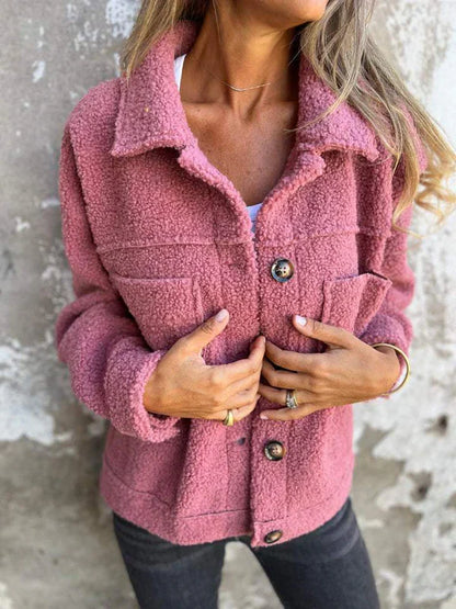 Women's Winter Faux Fur Coats Long Sleeve Lapel Button Down Pockets Fleece Sherpa Jacket Casual Trendy Outerwear - Seldom Seen Styles