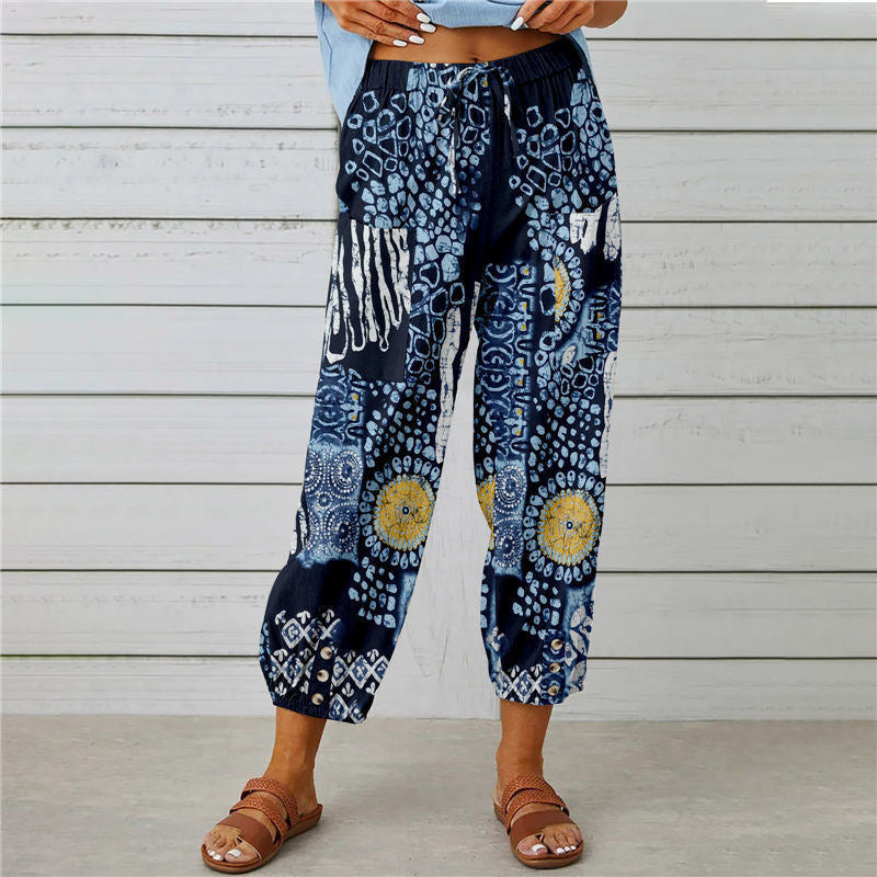 Women's Casual Lantern Tapered Harem Pants Loose Fit Style Flax Ankle Trousers Summer Baggy Slacks with Pocket - Seldom Seen Styles