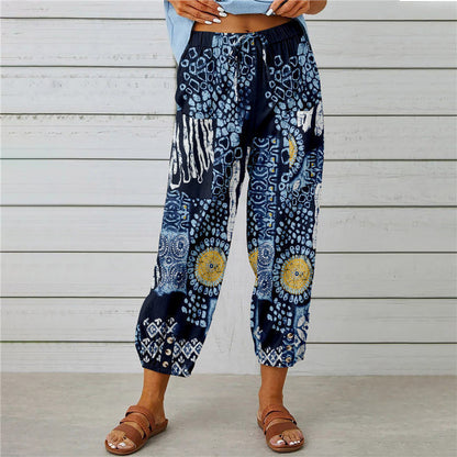 Women's Casual Lantern Tapered Harem Pants Loose Fit Style Flax Ankle Trousers Summer Baggy Slacks with Pocket - Seldom Seen Styles