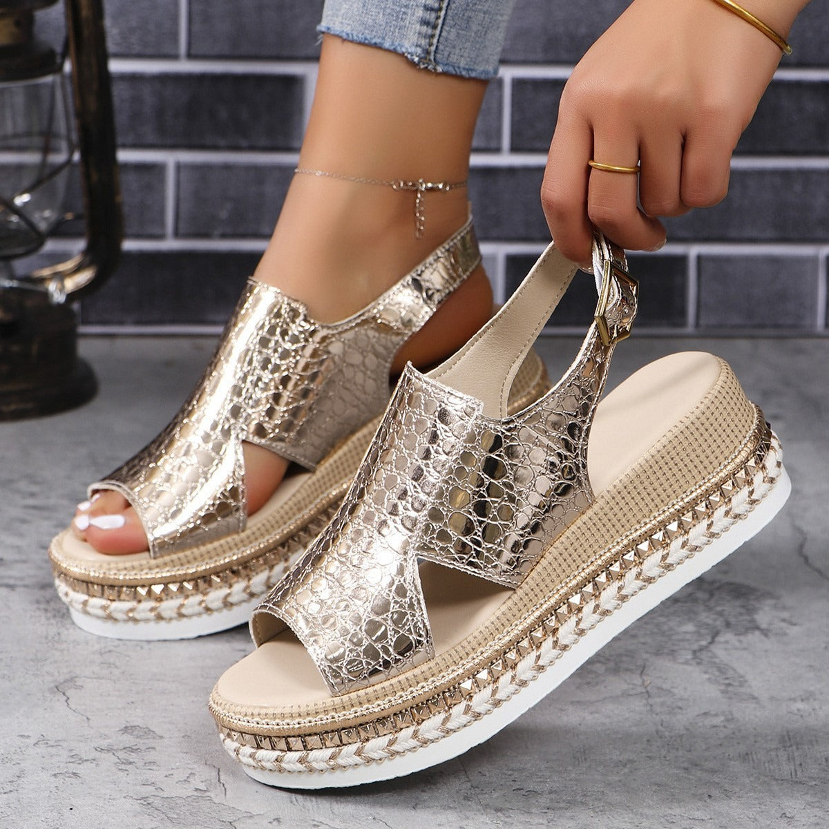 Women's Silver Zipper Hollow Fashion Sandals - Seldom Seen Styles