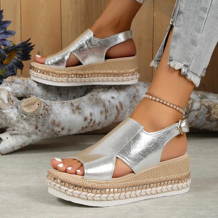 Women's Silver Zipper Hollow Fashion Sandals - Seldom Seen Styles