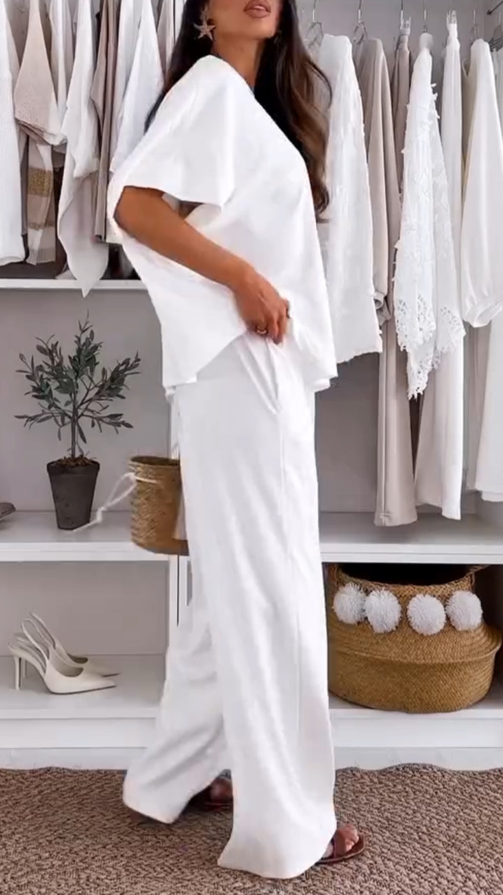 Ladies' Round Neck Solid Color Loose Casual Suit - Seldom Seen Styles