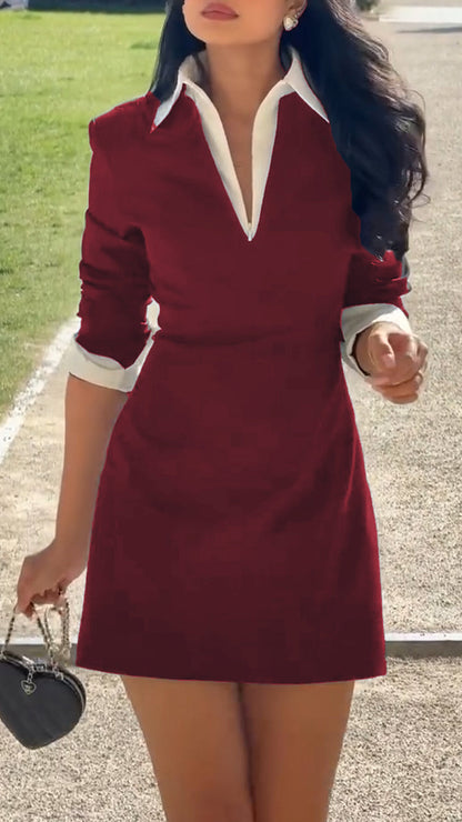 Ladies' Lapel Temperament Commuting Dress - Seldom Seen Styles