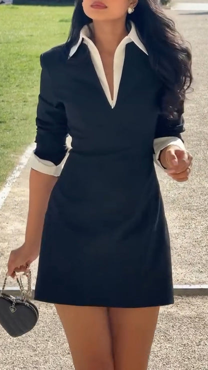 Ladies' Lapel Temperament Commuting Dress - Seldom Seen Styles