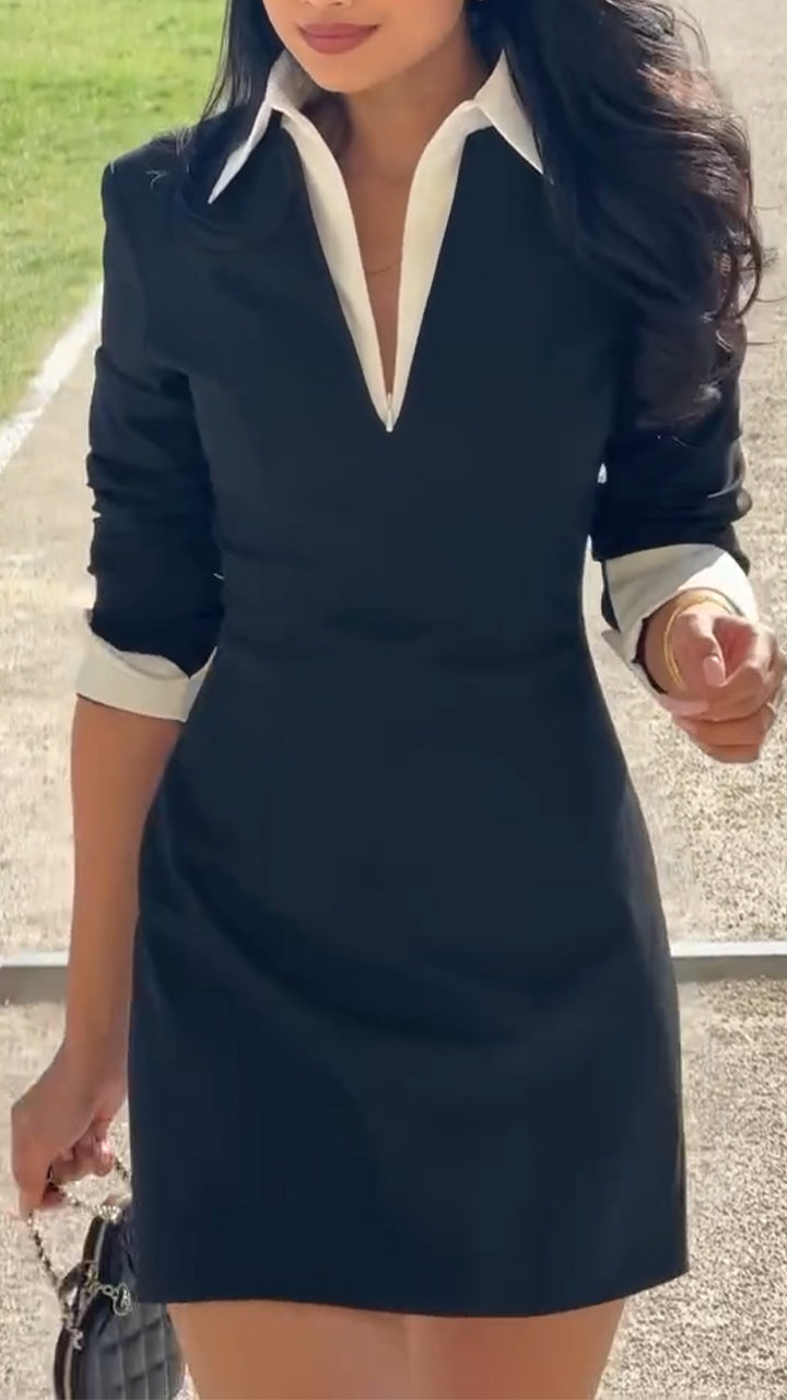 Ladies' Lapel Temperament Commuting Dress - Seldom Seen Styles