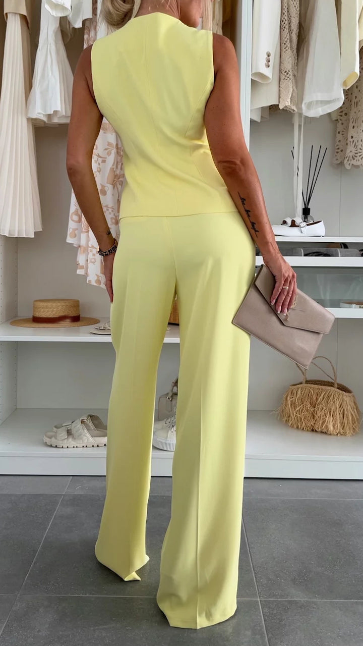 Women's Round Neck Sleeveless Top + Trousers Set - Seldom Seen Styles