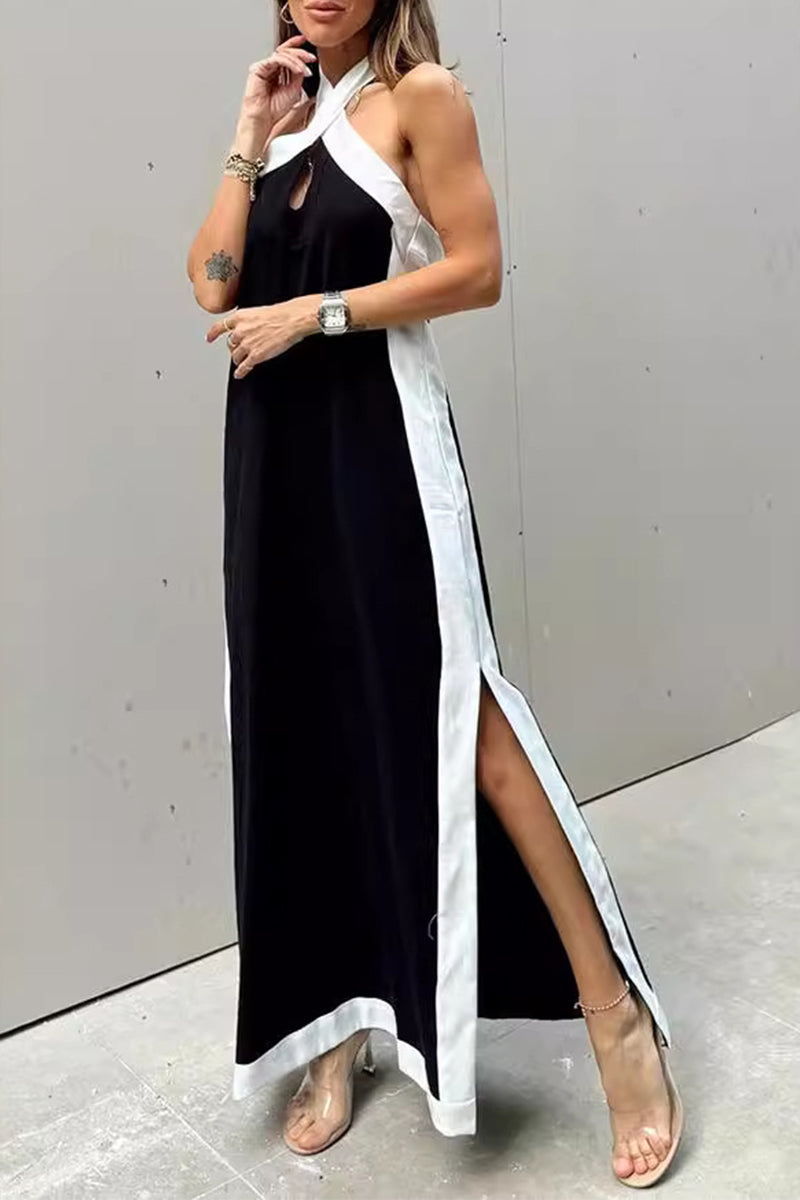 Ladies' Neck Hanging Hollow Slit Casual Temperament Dress - Seldom Seen Styles