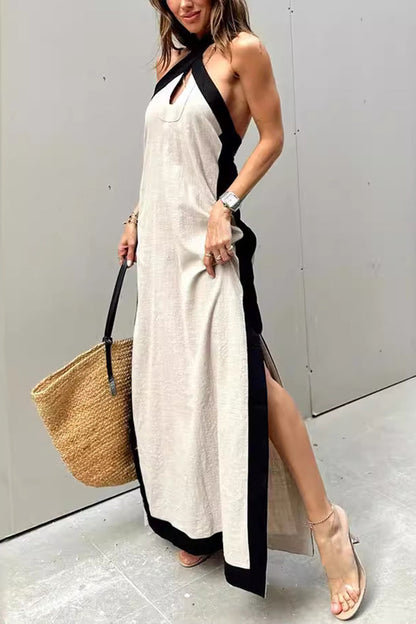 Ladies' Neck Hanging Hollow Slit Casual Temperament Dress - Seldom Seen Styles