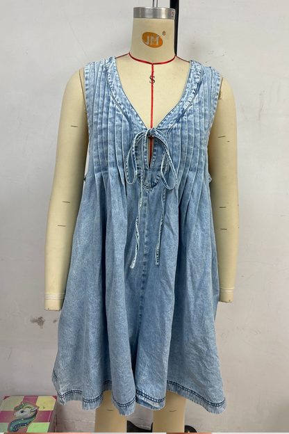 Women's V-neck Patchwork Pleated Washed Water Casual Short Jumpsuit - Seldom Seen Styles