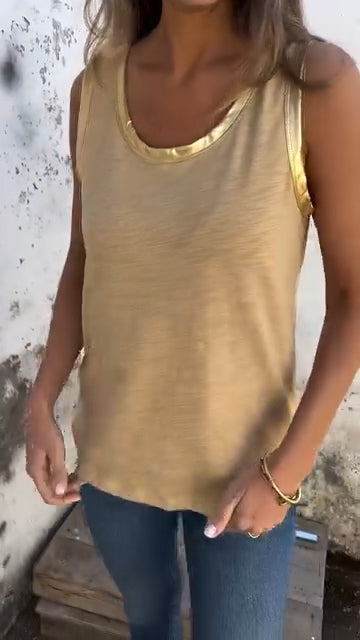 Ladies' Round Neck Spliced Casual Vest - Seldom Seen Styles