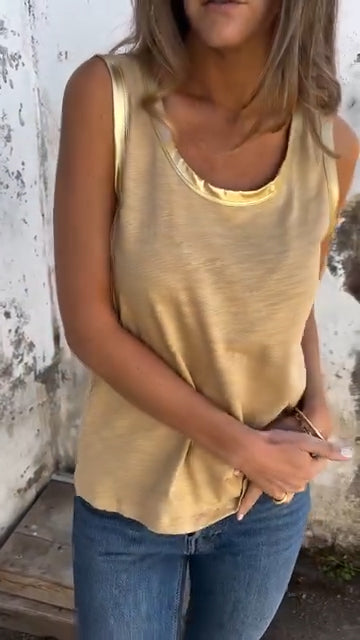 Ladies' Round Neck Spliced Casual Vest - Seldom Seen Styles