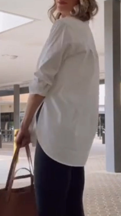 Ladies' Collar Casual Solid Color Shirt - Seldom Seen Styles