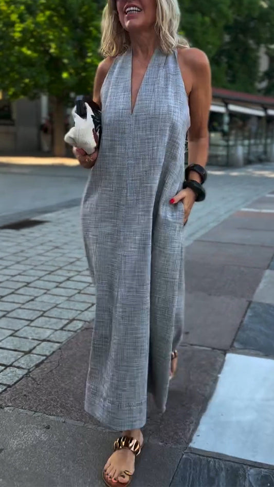 Ladies' Neck Hanging Back Hollowed Out Casual Dress - Seldom Seen Styles