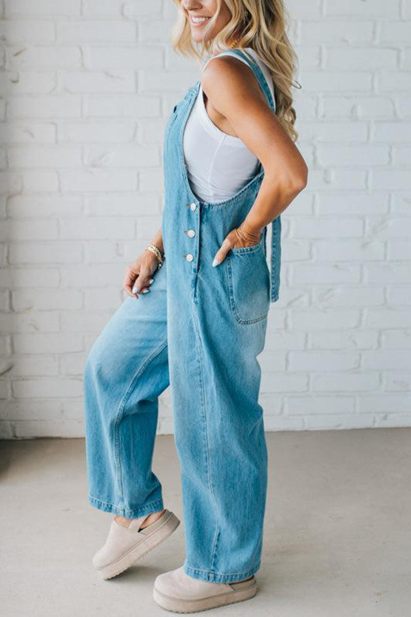 Women's Straps Washing Water Casual Jumpsuit - Seldom Seen Styles