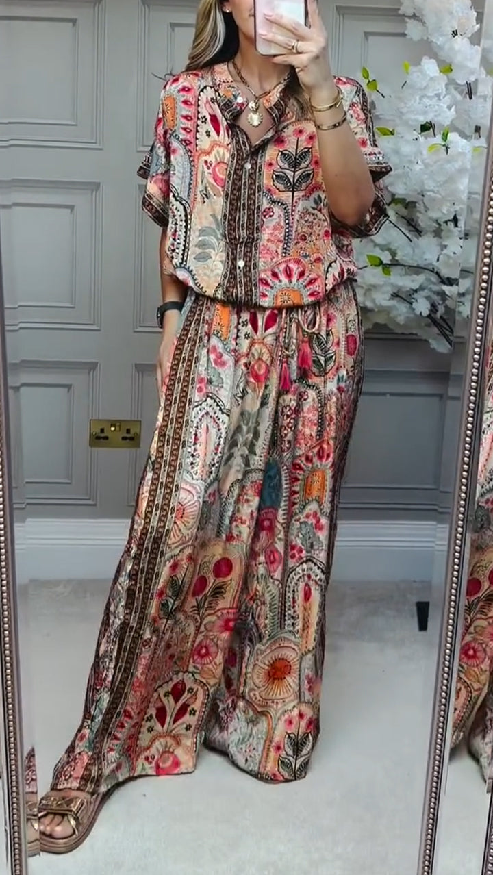 Ladies' Round Neck Printed Loose Casual Suit - Seldom Seen Styles