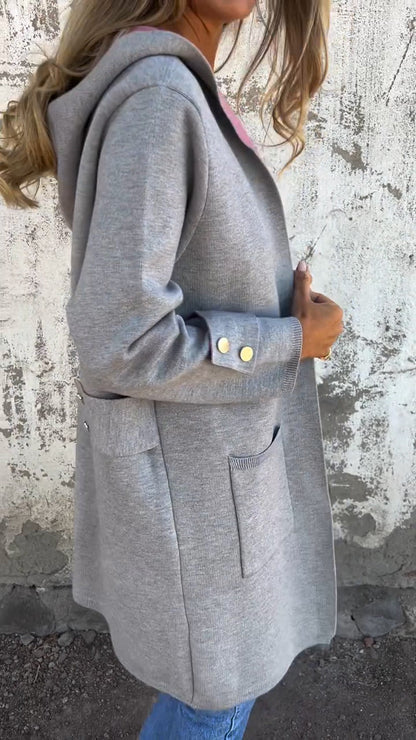 Women Round Neck Hooded Casual Jacket - Seldom Seen Styles