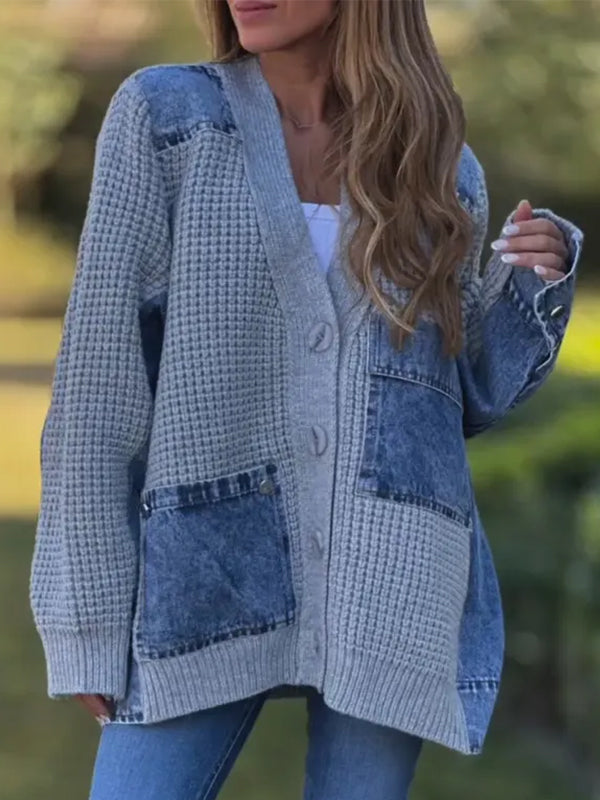 Women Spliced Knitted Casual Coat - Seldom Seen Styles