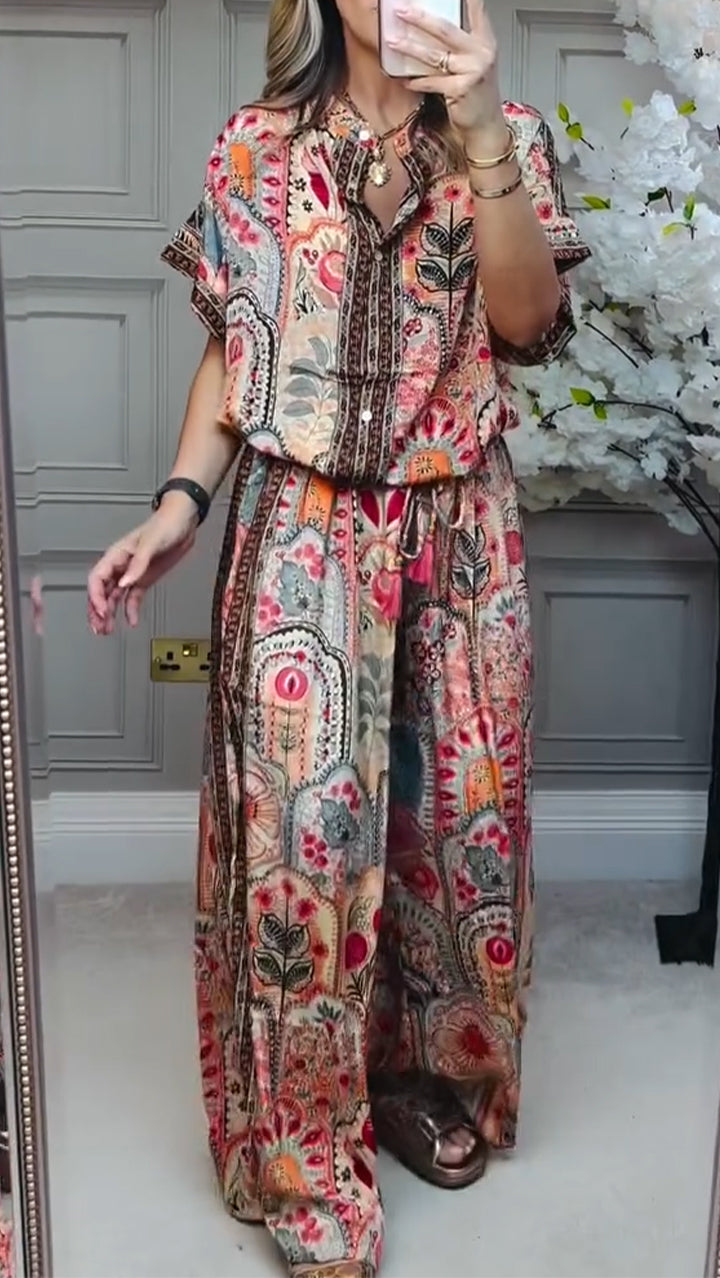 Ladies' Round Neck Printed Loose Casual Suit - Seldom Seen Styles