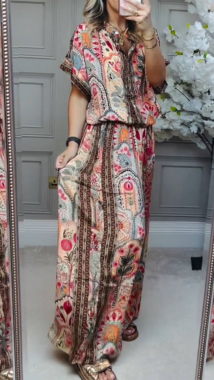 Ladies' Round Neck Printed Loose Casual Suit - Seldom Seen Styles