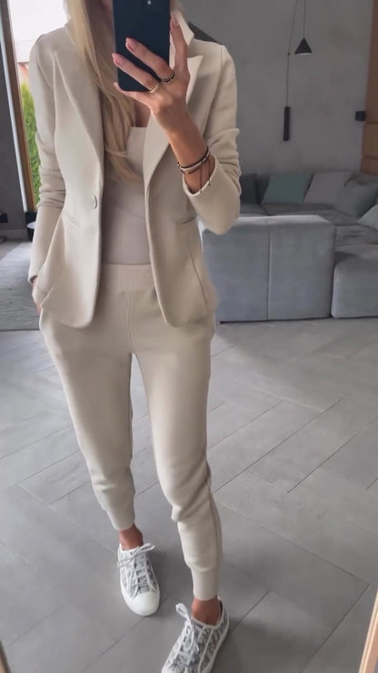 Women Collar Jacket+ Pants Commuting Style Set - Seldom Seen Styles