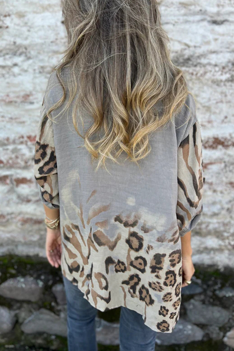 Ladies Lapel Breasted Printed Casual Top - Seldom Seen Styles