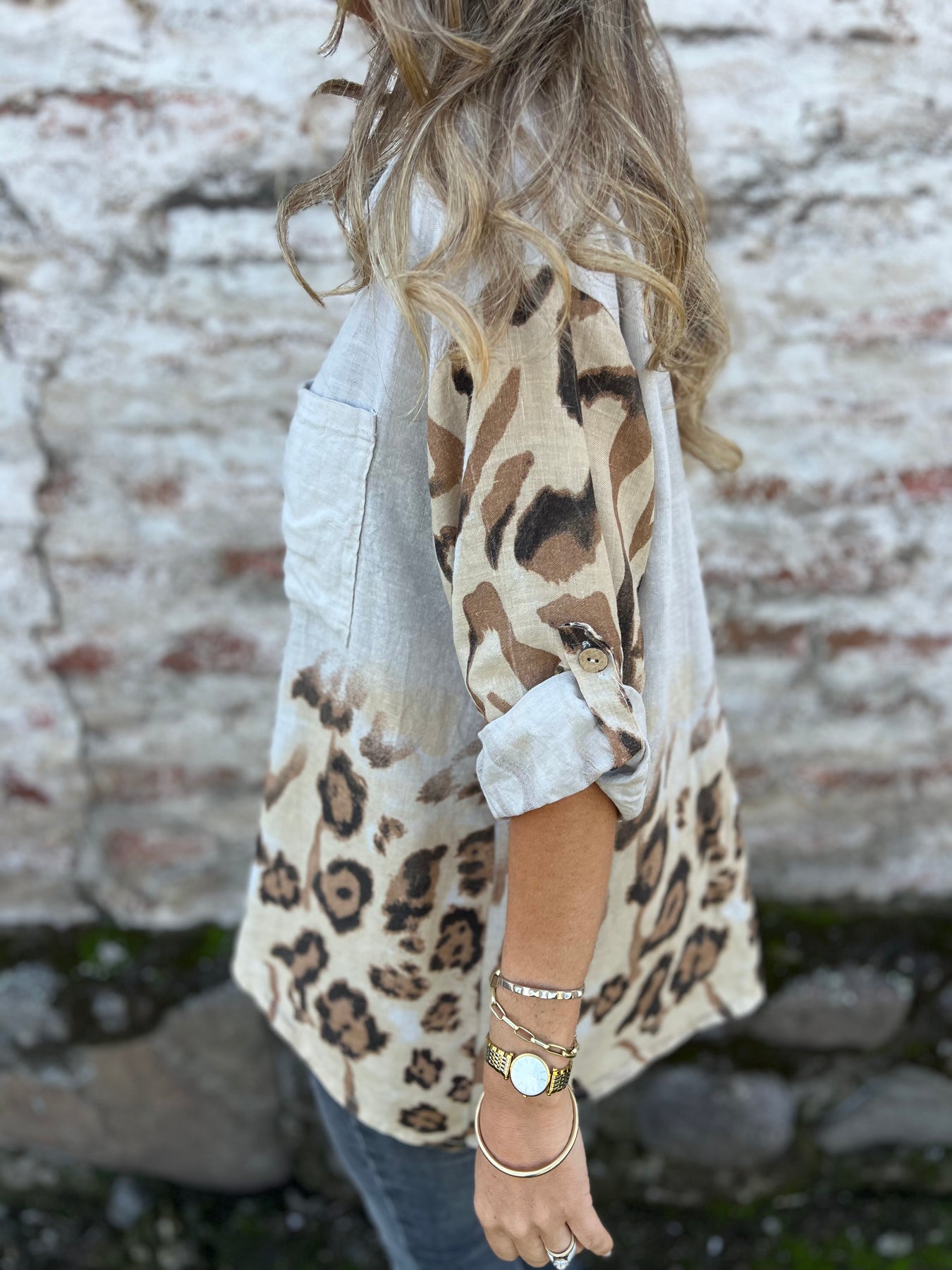 Ladies Lapel Breasted Printed Casual Top - Seldom Seen Styles