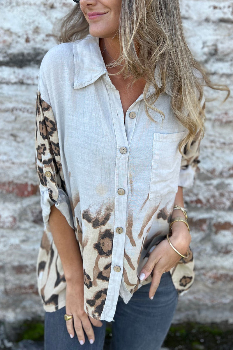 Ladies Lapel Breasted Printed Casual Top - Seldom Seen Styles