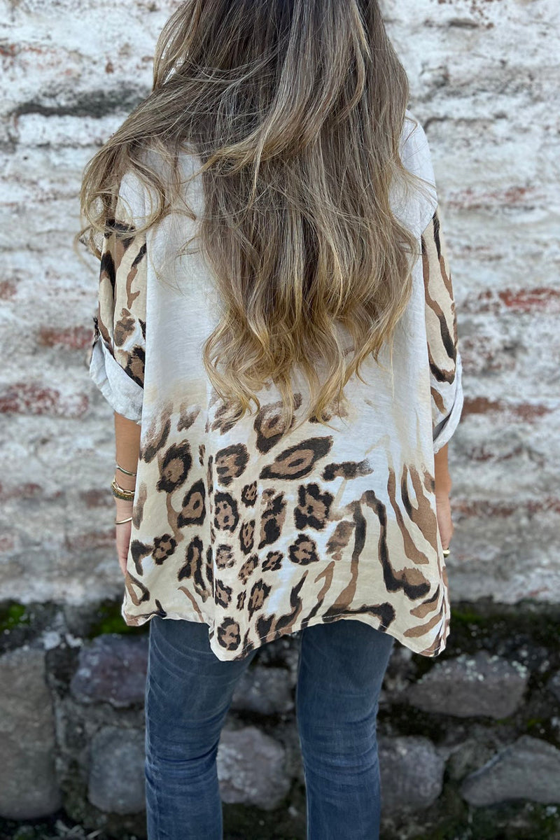 Ladies Lapel Breasted Printed Casual Top - Seldom Seen Styles