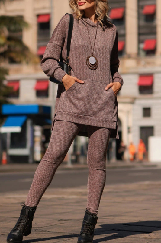 Ladies Round Neck Hooded Top+ Pants Casual Set - Seldom Seen Styles