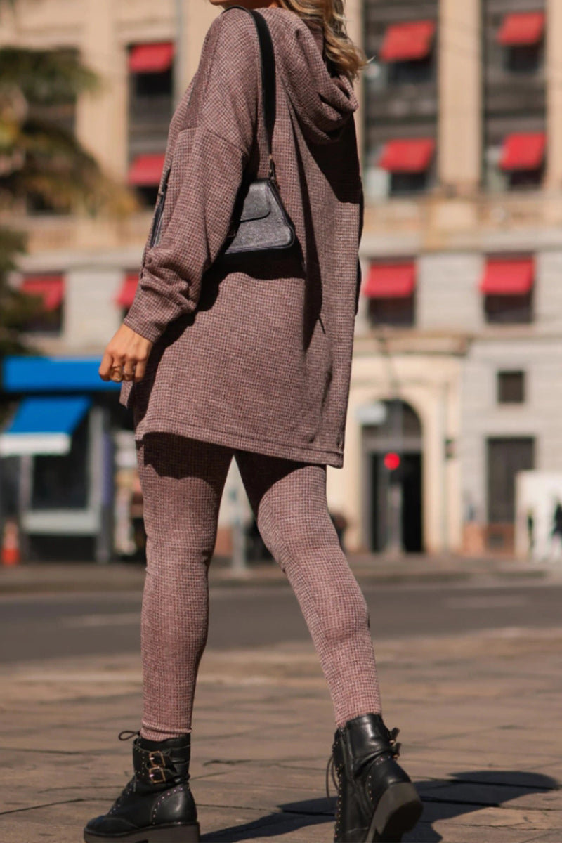 Ladies Round Neck Hooded Top+ Pants Casual Set - Seldom Seen Styles