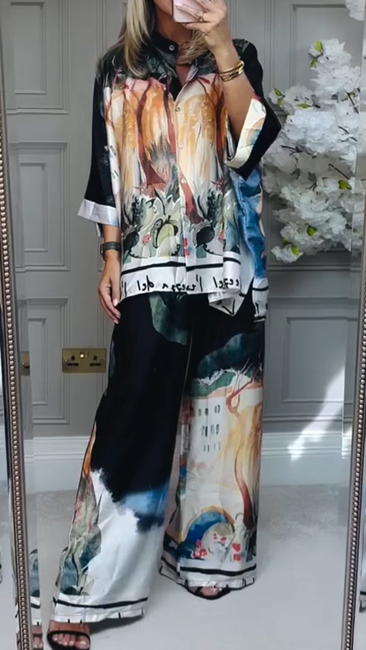 Women Round Neck Printed Loose Casual Suit - Seldom Seen Styles