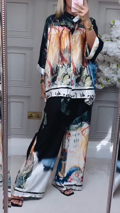 Women Round Neck Printed Loose Casual Suit - Seldom Seen Styles