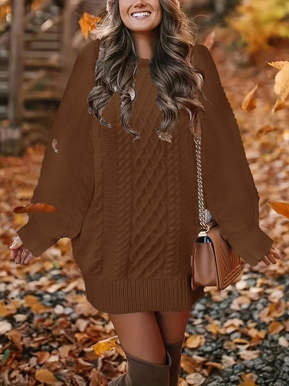 Women Round Neck Hip-pack Versatile Knitted Casual Dress - Seldom Seen Styles