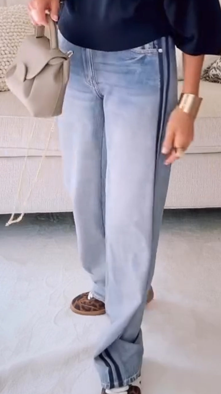 Womens Wash Vertical Pattern Casual Sweatpant Jean - Seldom Seen Styles