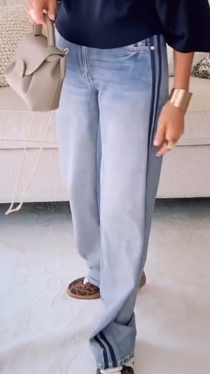 Womens Wash Vertical Pattern Casual Sweatpant Jean - Seldom Seen Styles