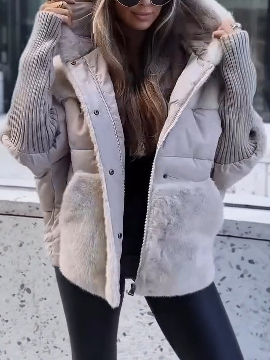 Women Spliced plush Casual Cotton Jacket - Seldom Seen Styles