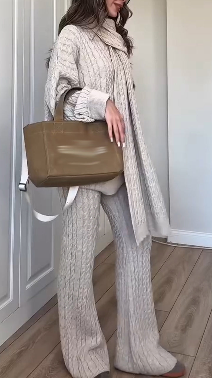 Women Round Neck Knitted Casual Suit - Seldom Seen Styles