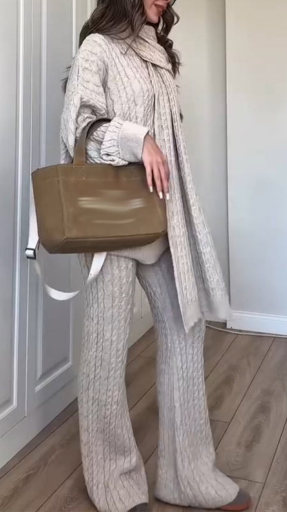 Women Round Neck Knitted Casual Suit - Seldom Seen Styles