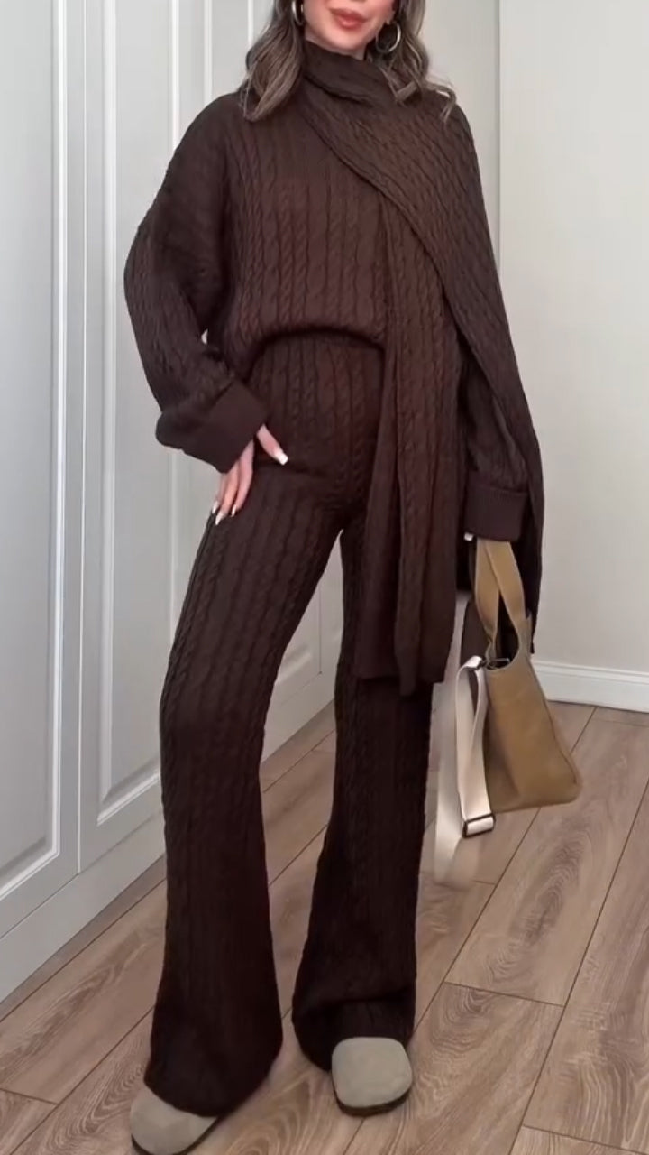 Women Round Neck Knitted Casual Suit - Seldom Seen Styles