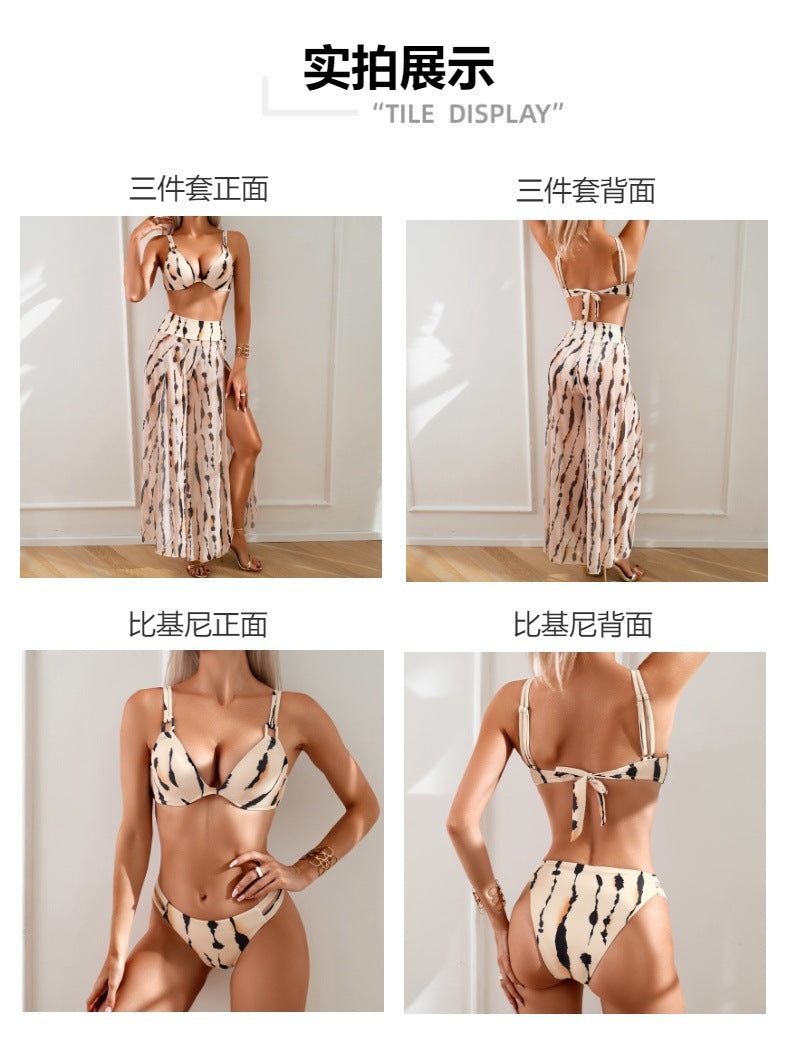 Swimsuit for Women2024New Style European and American Bikini Long Pants Three-Piece Swimsuit